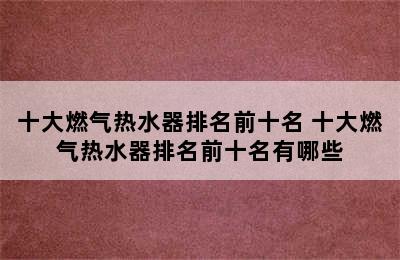 十大燃气热水器排名前十名 十大燃气热水器排名前十名有哪些